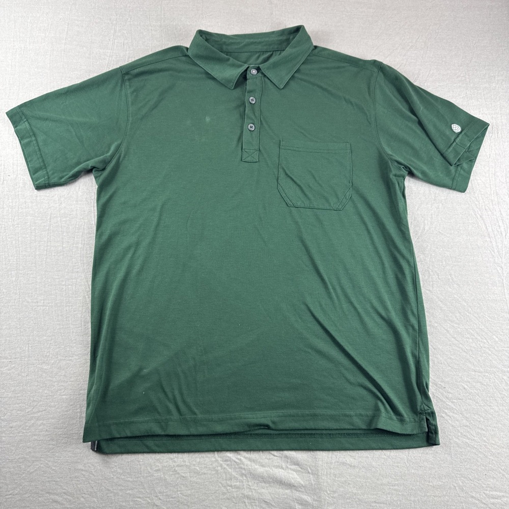 Stio Divide Polo Mens M Green Golf Shirt Short Sleeve Performance Preppy Casual